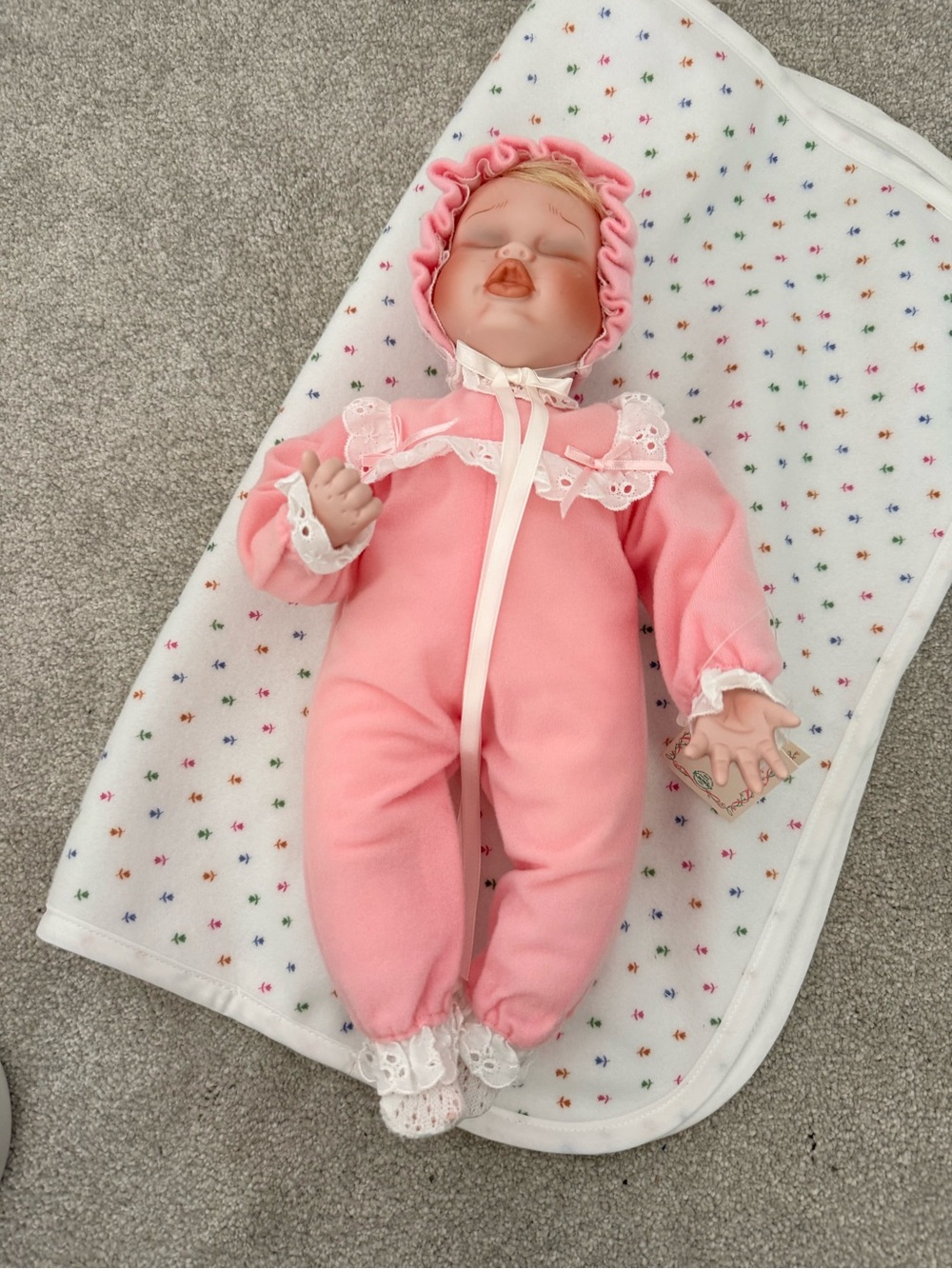 Porcelain doll One-Piece Romper with Lace Trim